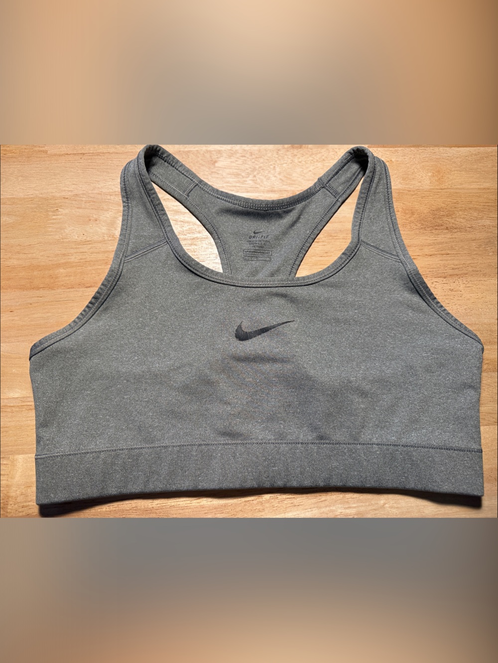Nike Grey Heather Racerback Sports Bra with Swoosh